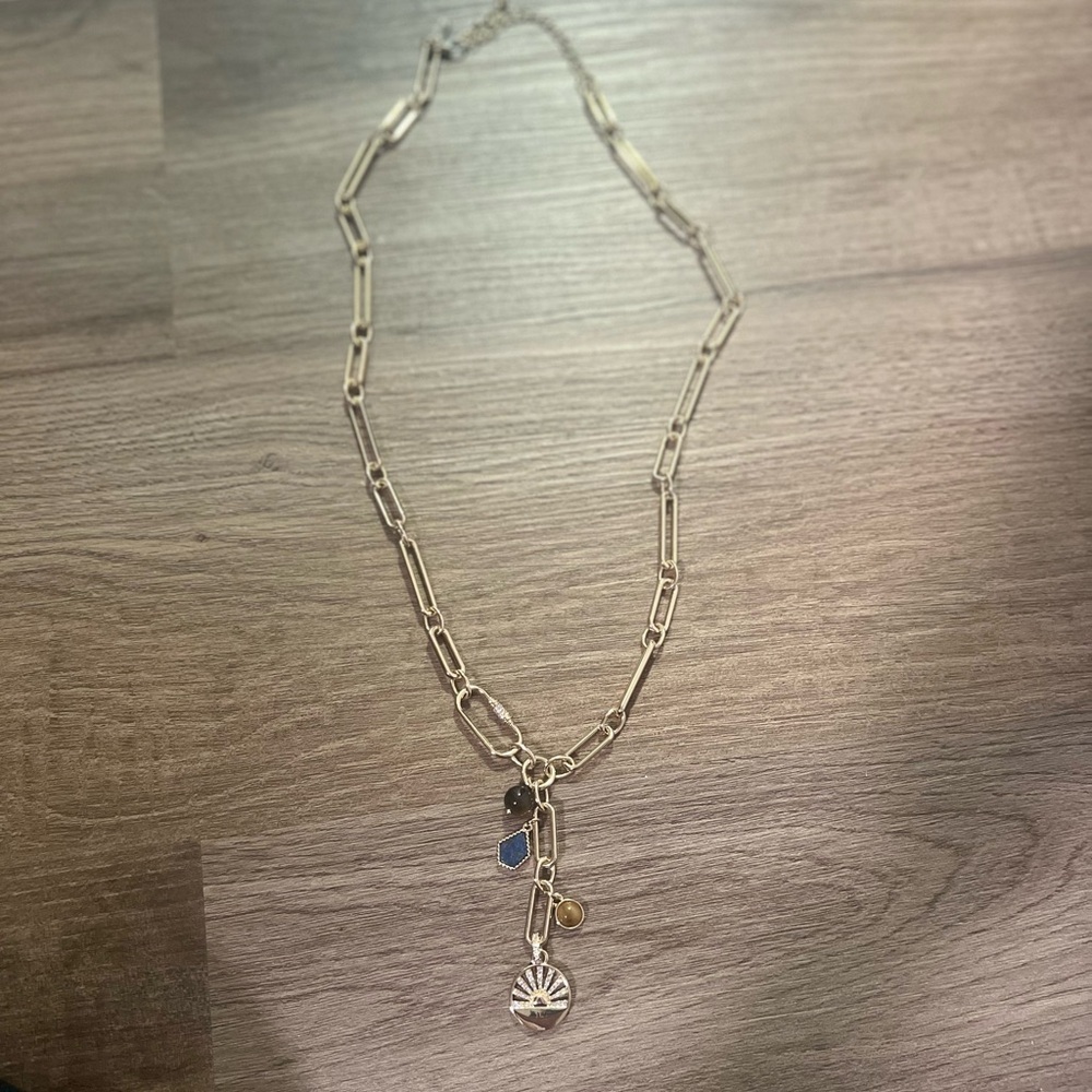 Elegant Gold Chain Necklace with Blue and Gold Accents